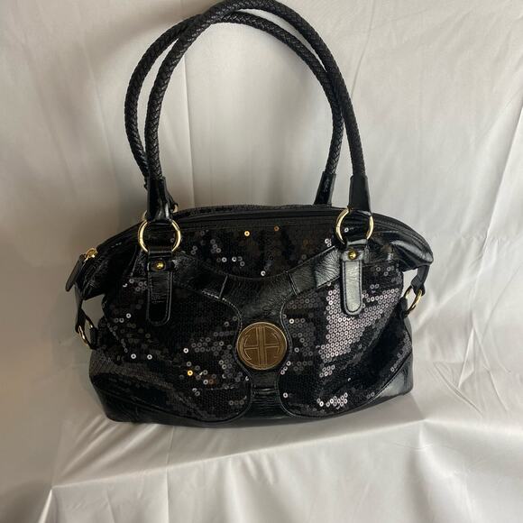 Scale Shoulder Bag Hot in Hollywood Purple Snakeskin Print with Side Ring Cinch - Picture 1 of 8